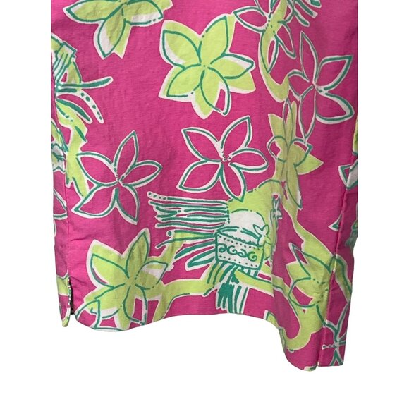 Lilly Pulitzer Pants Womens Petites 10P Cropped Pink Green Floral Hula Monkey - Picture 6 of 12